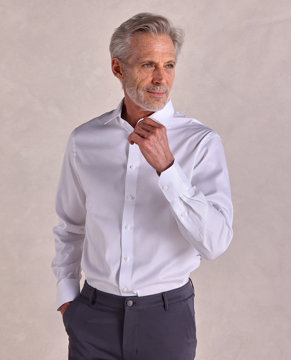 The Brookes - Twill Solid Dress Shirt - White